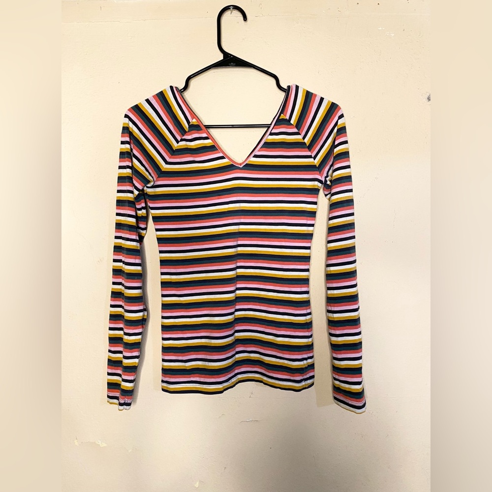 ONLY Striped V-Neck Long Sleeve Top